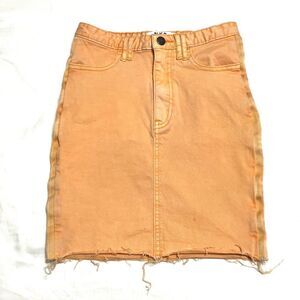 NXP Nena and Pasadena Orange Tangerine Denim Jean Skirt Raw Hem Size Extra Small